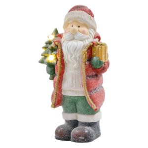 Kerstmanfiguur - Met LED verlichting - Op batterijen - Rood