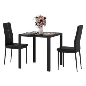 Eetkamerset - Ruimtebesparend - Inclusief eettafel en stoelen - Zwart