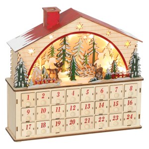Kerstkalender - Luxe Uitstraling - LED-verlichting - Houten