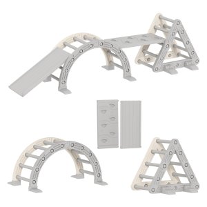 Speeltoestel - Klimrek - 5-in-1 - Glijbaan - Grijs