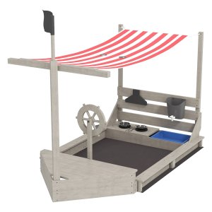 Zandbak - Piratenschip - Zonnedak – Kinderkeuken - Grijs