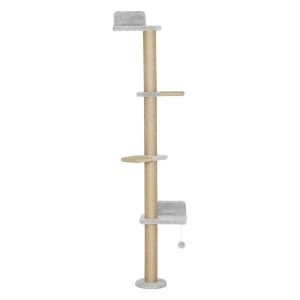 Krabmeubel - 5-laags ontwerp - pluche bekleding - lichtgrijs