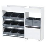 Speelgoedopbergkast - Stoffen dozen - Bovenste vakken - Wit