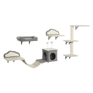 Krabpaalset - Wandgemonteerd - Sisalkrabvlakken – Geschikt voor 1-3 katten - Beige