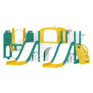 Peuterschommel - Multifunctioneel - Kikkerontwerp - Geel/Groen