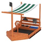 Zandbak - Piratenschip - Zonnedak - Houten - Groen