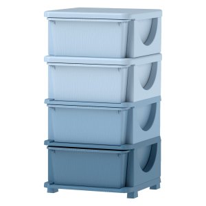 Kinderen - Opbergboxen - 4 laden - Afgeronde hoeken - Blauw
