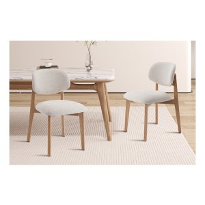 Stoel - Comfortabel - Eikenhouten Frame - Beige