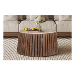 Salontafel - Mango hout - Travertin Beige – Kleurrijk