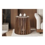 Bijschuiftafel - Rond - Mango hout - Beige