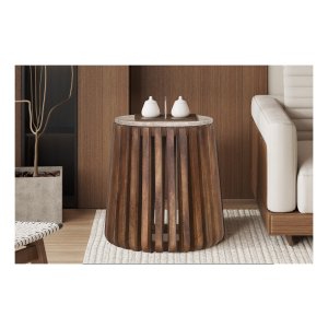 Bijschuiftafel - Rond - Mango hout - Beige