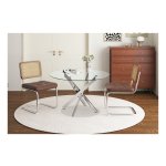 Glasplatentafel - Ronde - Chromen -  Glas, Poten Chroom