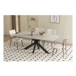 Eettafel - Ovaal - Glanzend - Beige