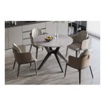 Eettafel - Ronde Glanzende - Grijze - Italiaanssteen