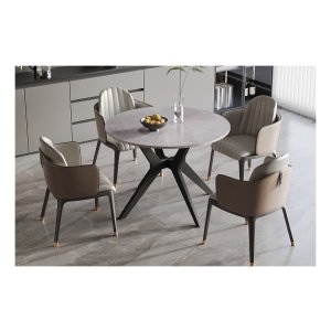 Eettafel - Ronde Glanzende - Grijze - Italiaanssteen