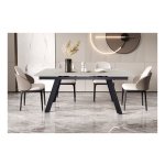 Eettafel - Uitschuifbare - Rechthoekig – Glanzend beige