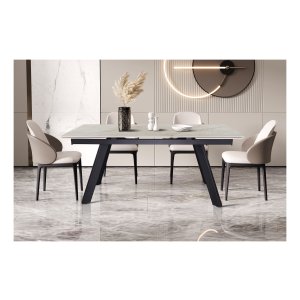 Eettafel - Uitschuifbare - Rechthoekig – Glanzend beige