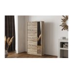 Schoenenkast - ruime opbergruimte - spiegeldeur - Sonoma eiken