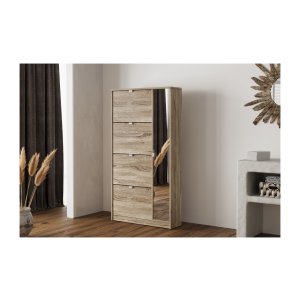 Schoenenkast - ruime opbergruimte - spiegeldeur - Sonoma eiken