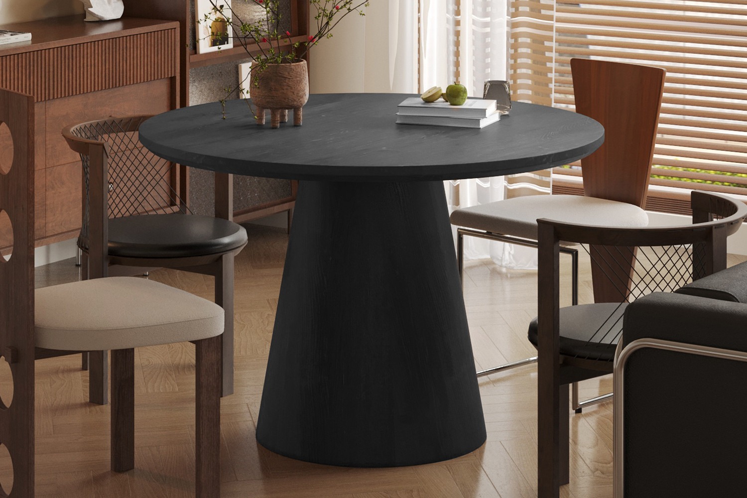 Tafel - Ronde vorm - Donkerbruin – Miklos