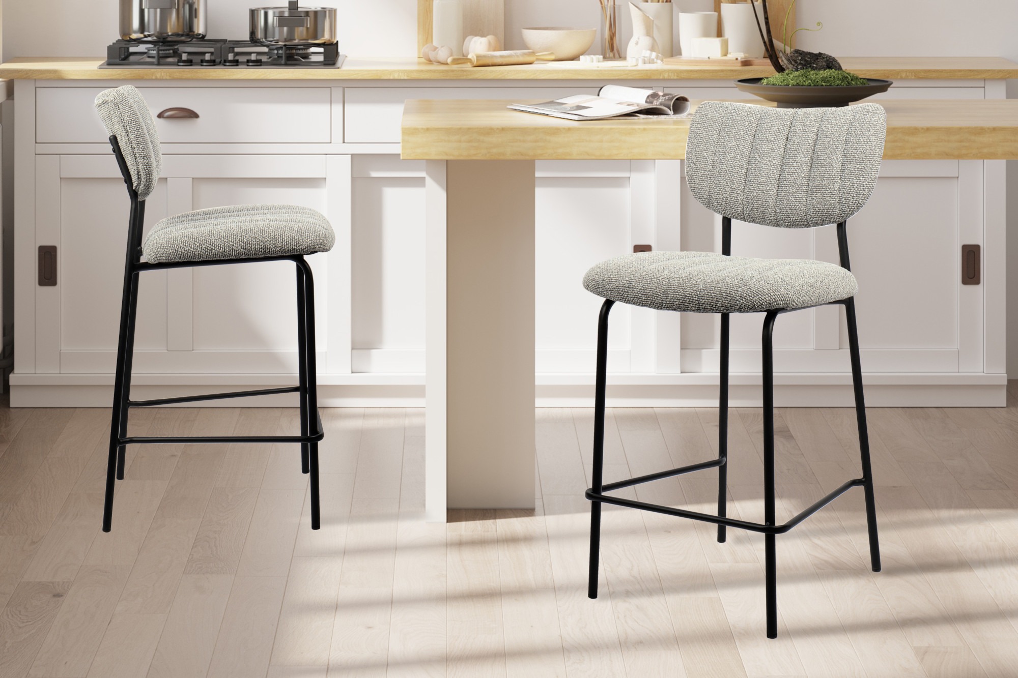 Barkruk- Stoffen bekleding - Lichtgrijs