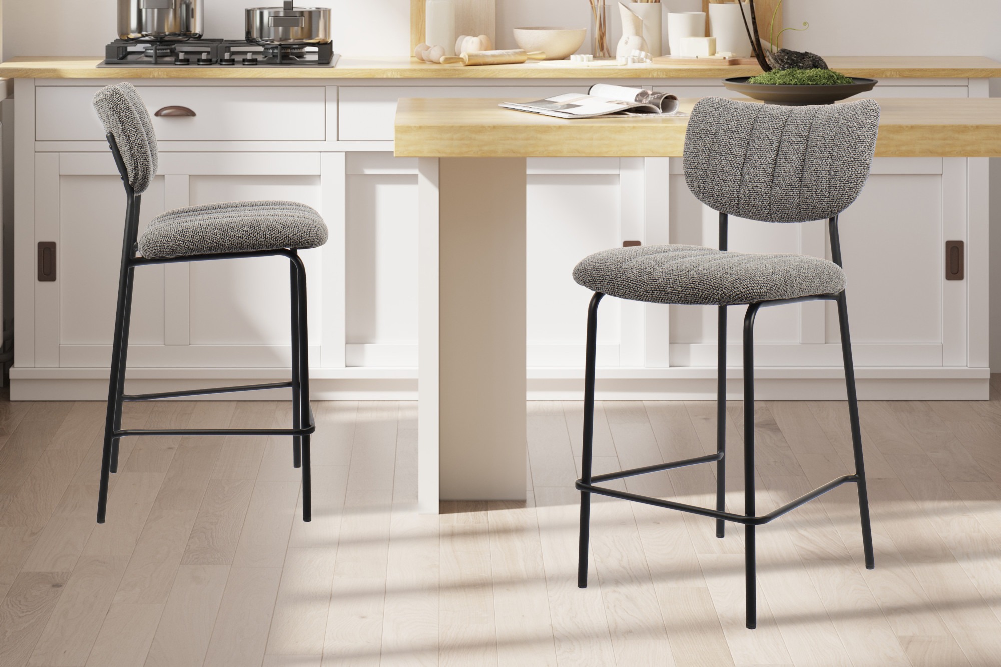 Kruk - Comfortabel - Stof - Donkergrijs