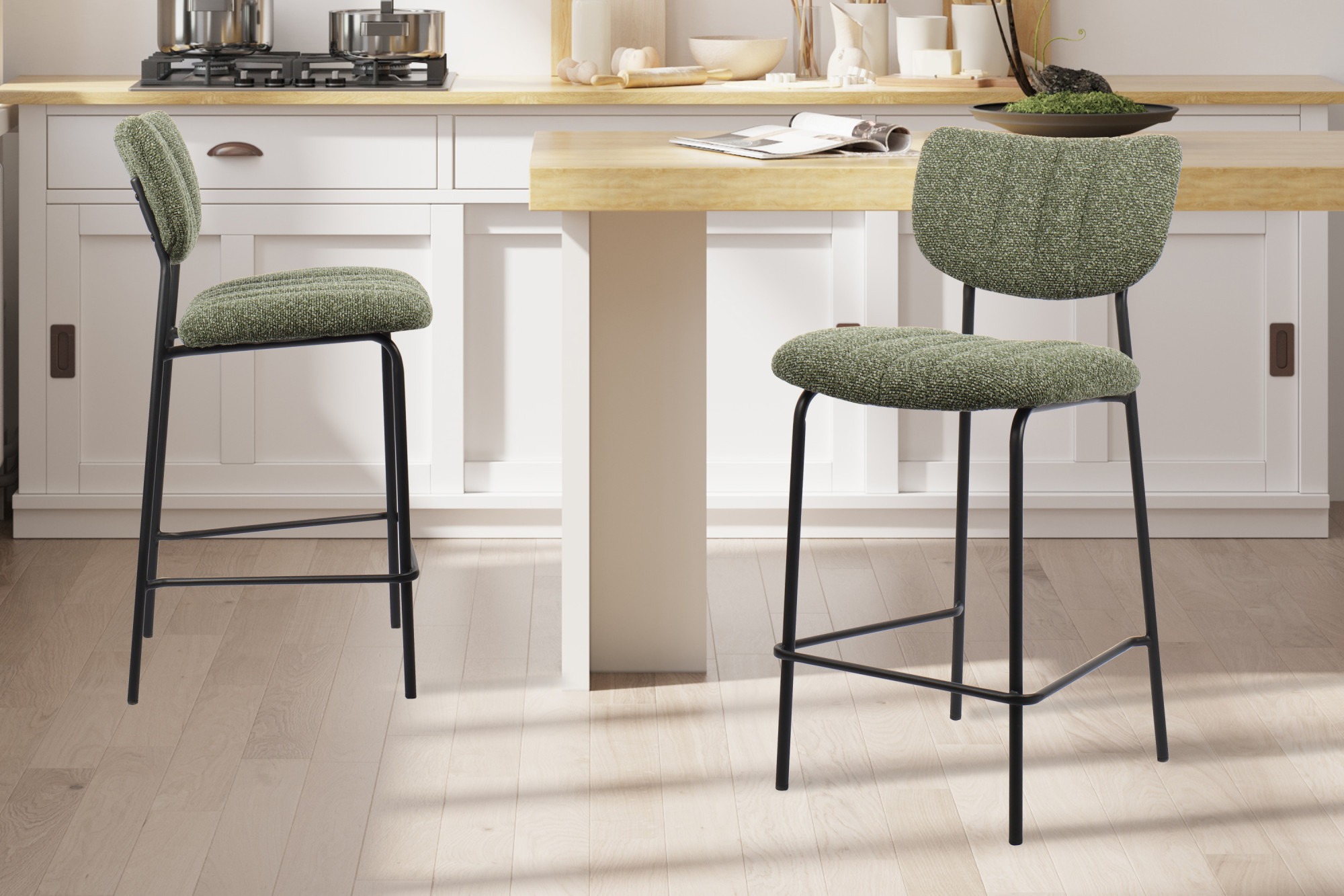 Barkruk - Comfortabel - Stof - Groen