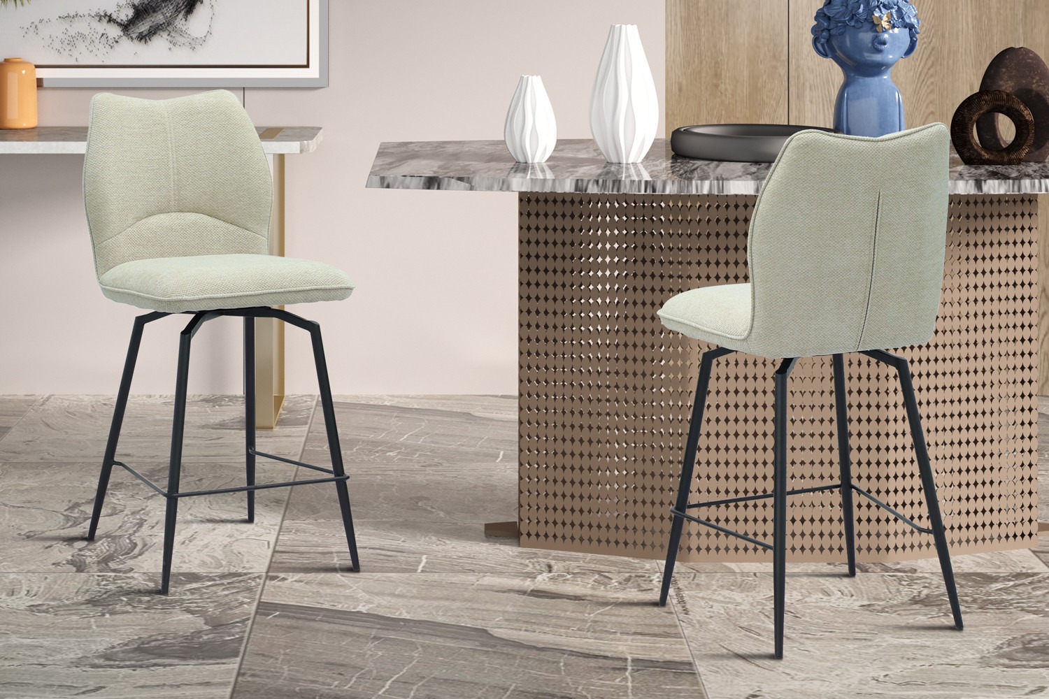 Barkruk - Draaibaar - Stof Ote Sea - Ecru