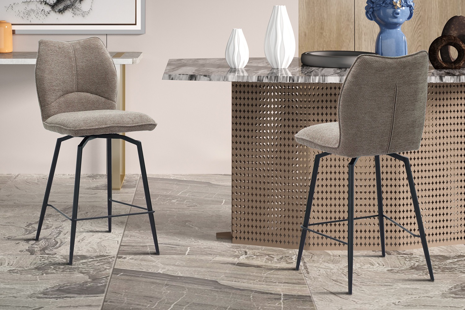 Barstoel - Draaibaar - Zandkleurig