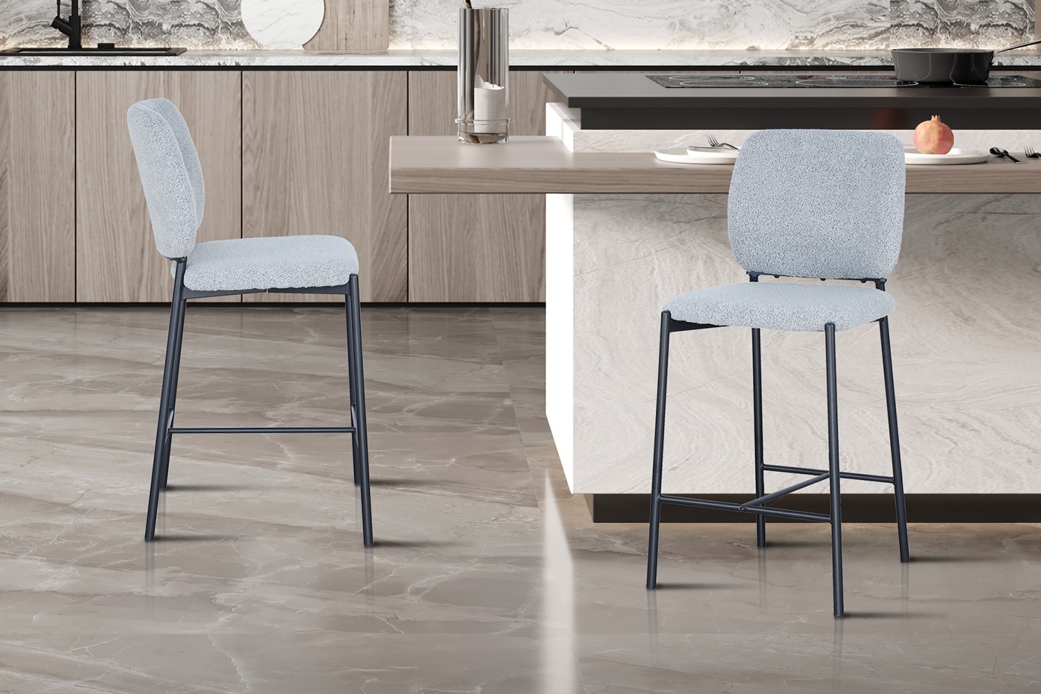 Barkruk - Stoffen - Lichtgrijs