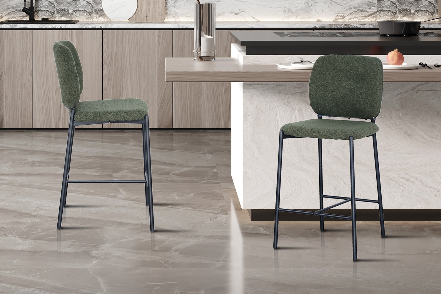 Krukken - Barkrukhoogte - Stof - Groen