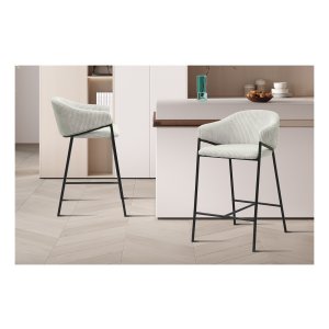 Barkruk - Ribfluweel - Lichtgrijs