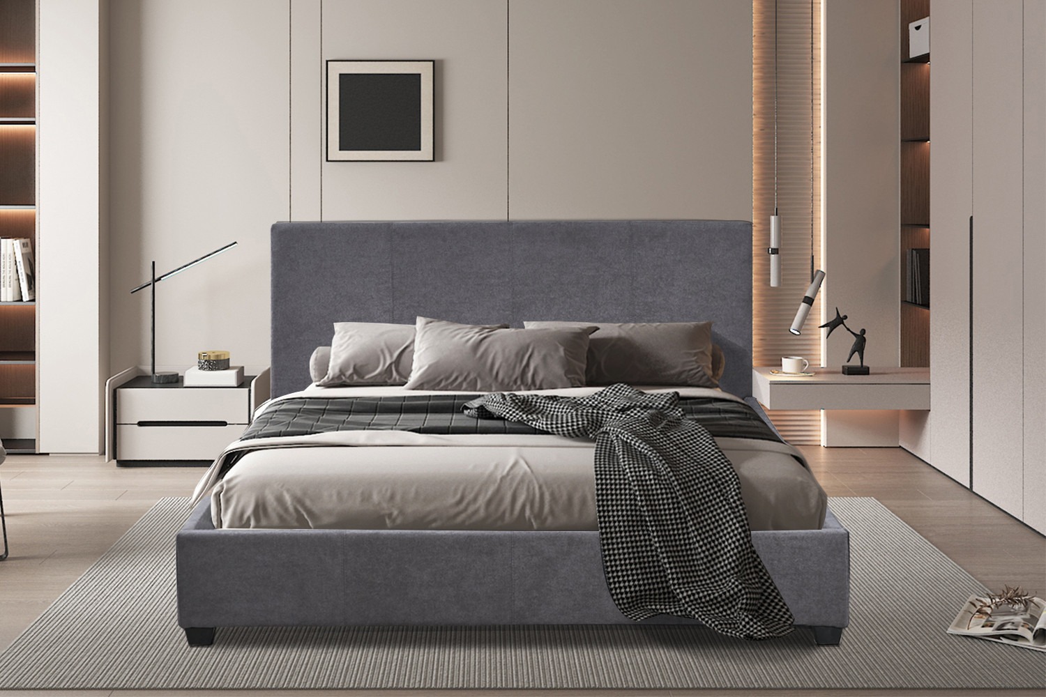 Bedframe - Luxe - Grijze Stof - Grijs