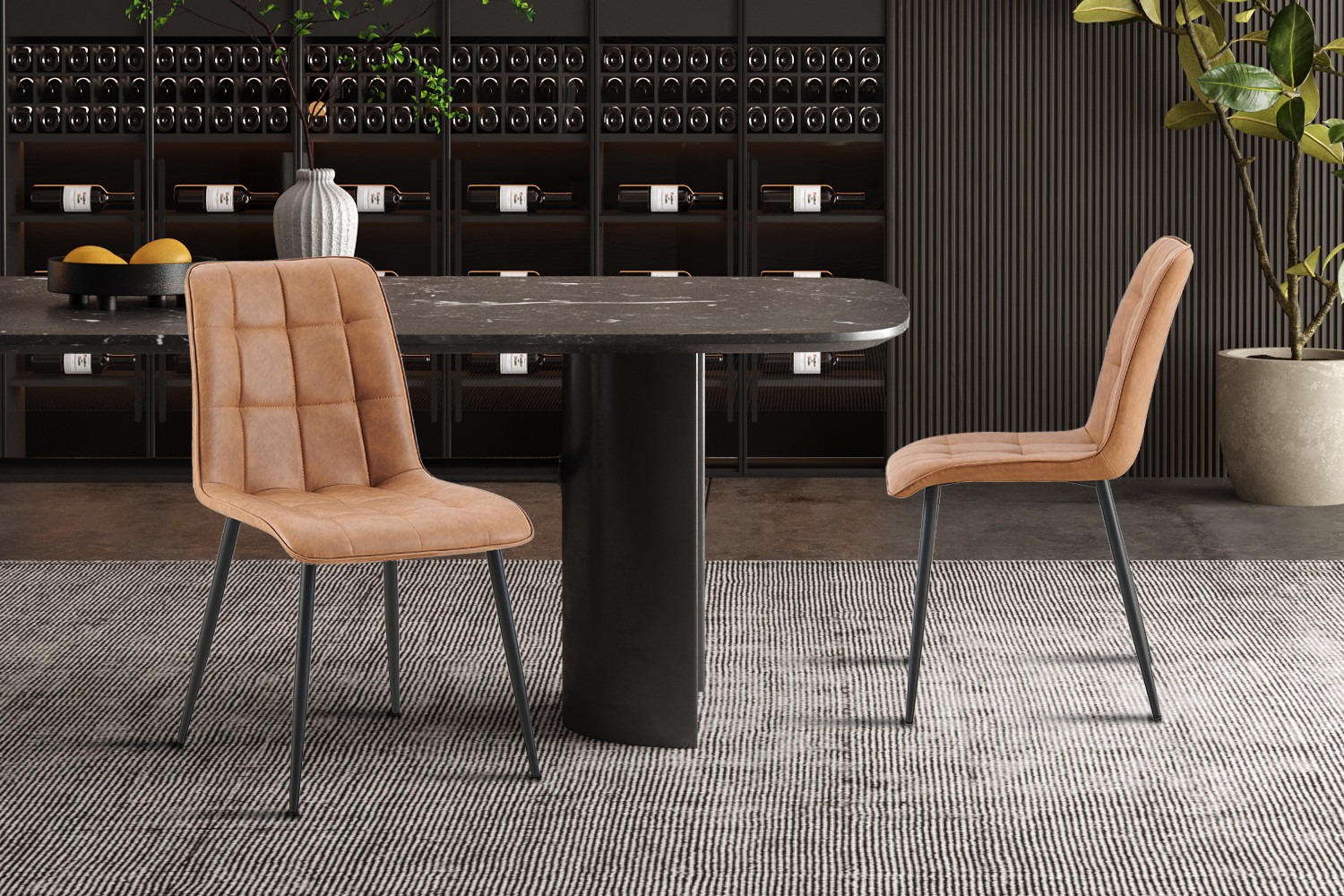 Stoelen - Vintage stoel - PU-leer – Cognac