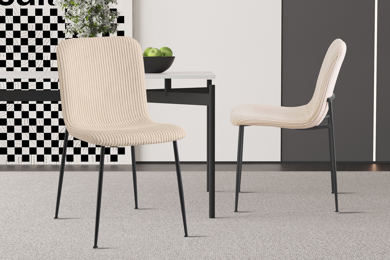 Stoel - Katoen - Beige – Corduroy