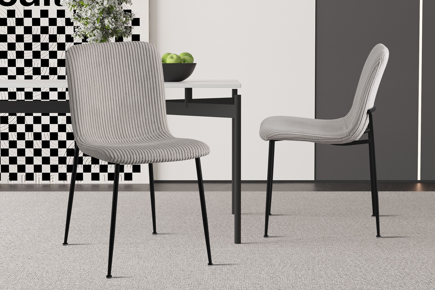 Stoel - Ribfluweel - Comfortabel - Stijlvol - Lichtgrijs