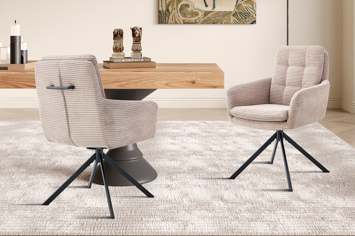 Kantoor - Draaistoel - Corduroy stof – Zandkleur