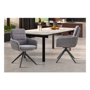 Kantoorstoel - Stoelrugleuning - Gedraaid design - Stoffen bekleding - Donkergrijs