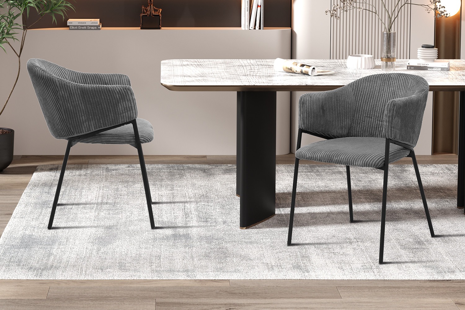 Kantoorstoelrug - Stoelrug - Ribfluweel – Donkergrijs