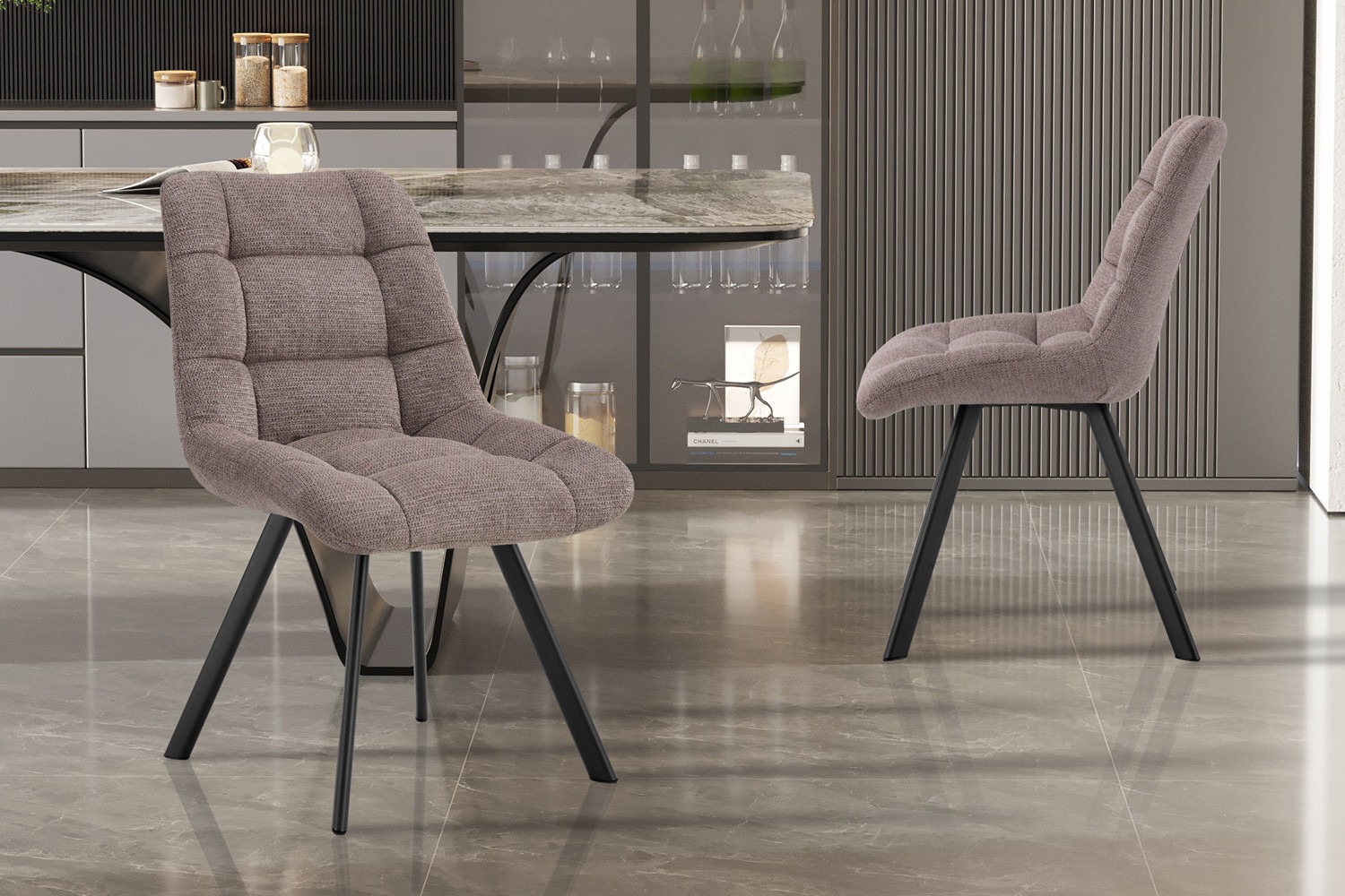 Moderne Stoel - Stof - Comfortabel – Stijlvol - Peper