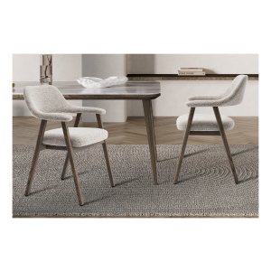 Eetkamerstoel - Eikenhouten - Stoffen bekleding - Zandkleur