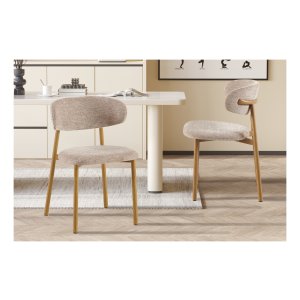 Stoel - Metalen onderstel - Stof - Zandkleurige