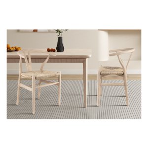 Stoel - Houten - Gevlochten - Beige