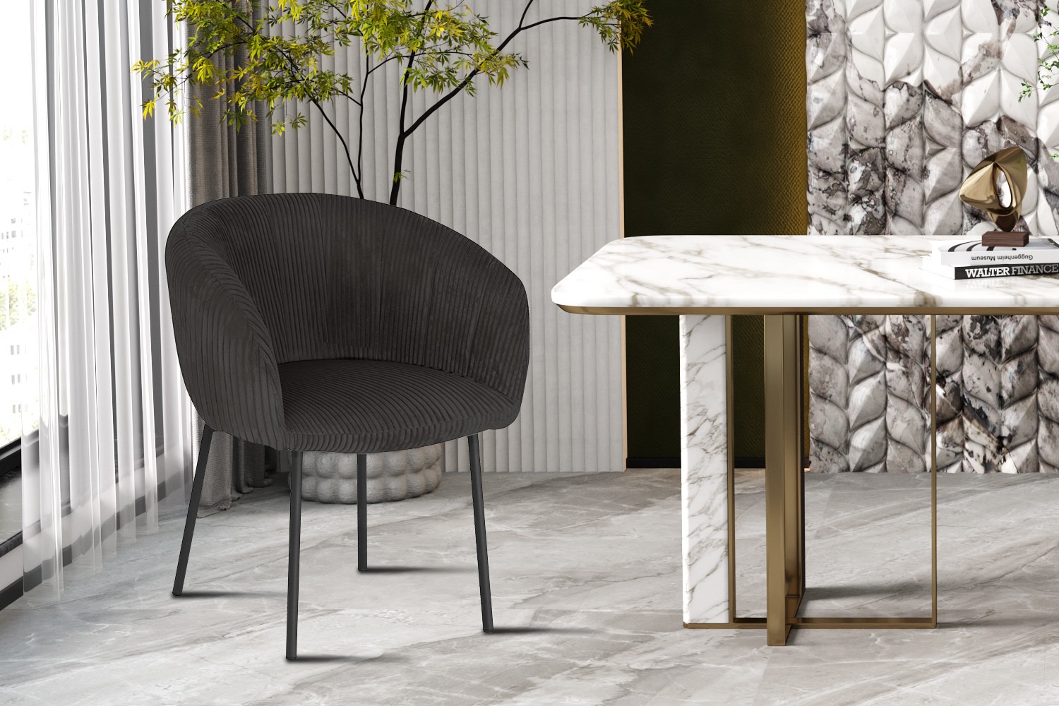 Stoel - Corduroy - Grijze Hyper