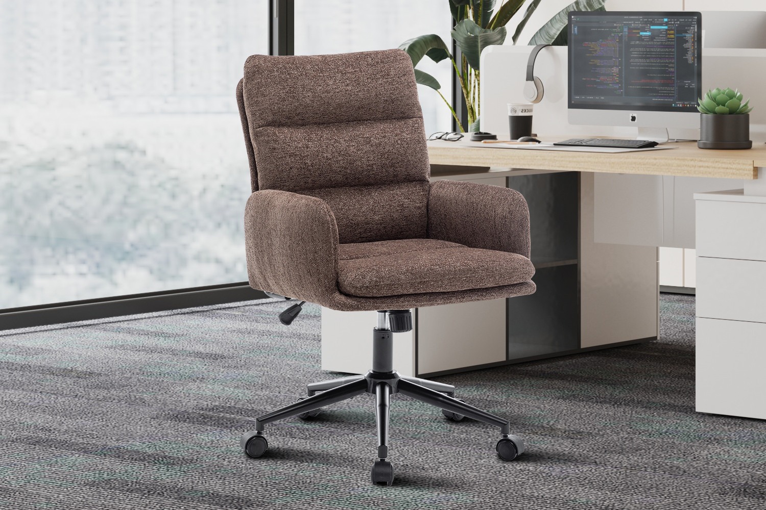 Kantoorstoel bedrukt bruin - Comfortabel en stijlvol - Raven bruin