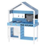 Buitenspeelkeuken - zonnescherm, kookgereiset - blauw