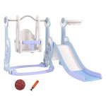 Binnenspeeltuin - Glij- en Schommelset - Basketbalring - Lichtblauw