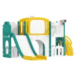 Buitenspeelset - Speelset - Glijbaan en Basketbalring - Geelgroen