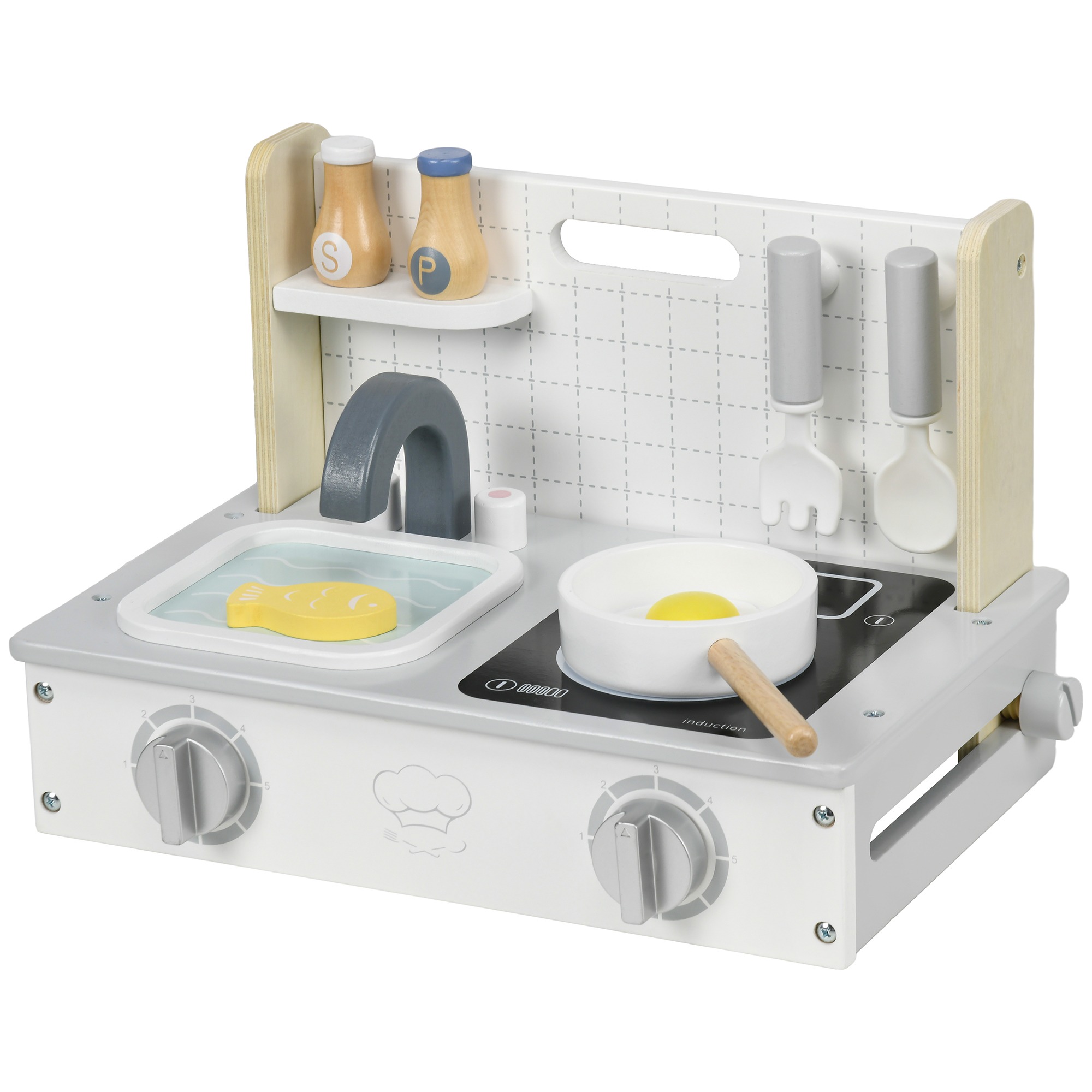 Kinderspeelkeukenset - Fantastische speelervaring - Grijsgeel