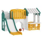 Speeltoestel - Kinderklimrek - Schommelplezier - Binnenspeeltuin - Groen & Geel